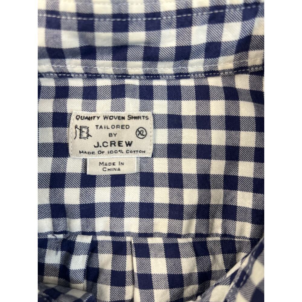 J.Crew Men's XL Blue White Gingham Long Sleeve Shirt 100% Cotton Casual Wear - Picture 2 of 8